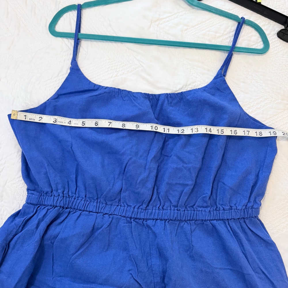 Haute Hippie blue linen wide leg jumpsuit sz L - Picture 6 of 11